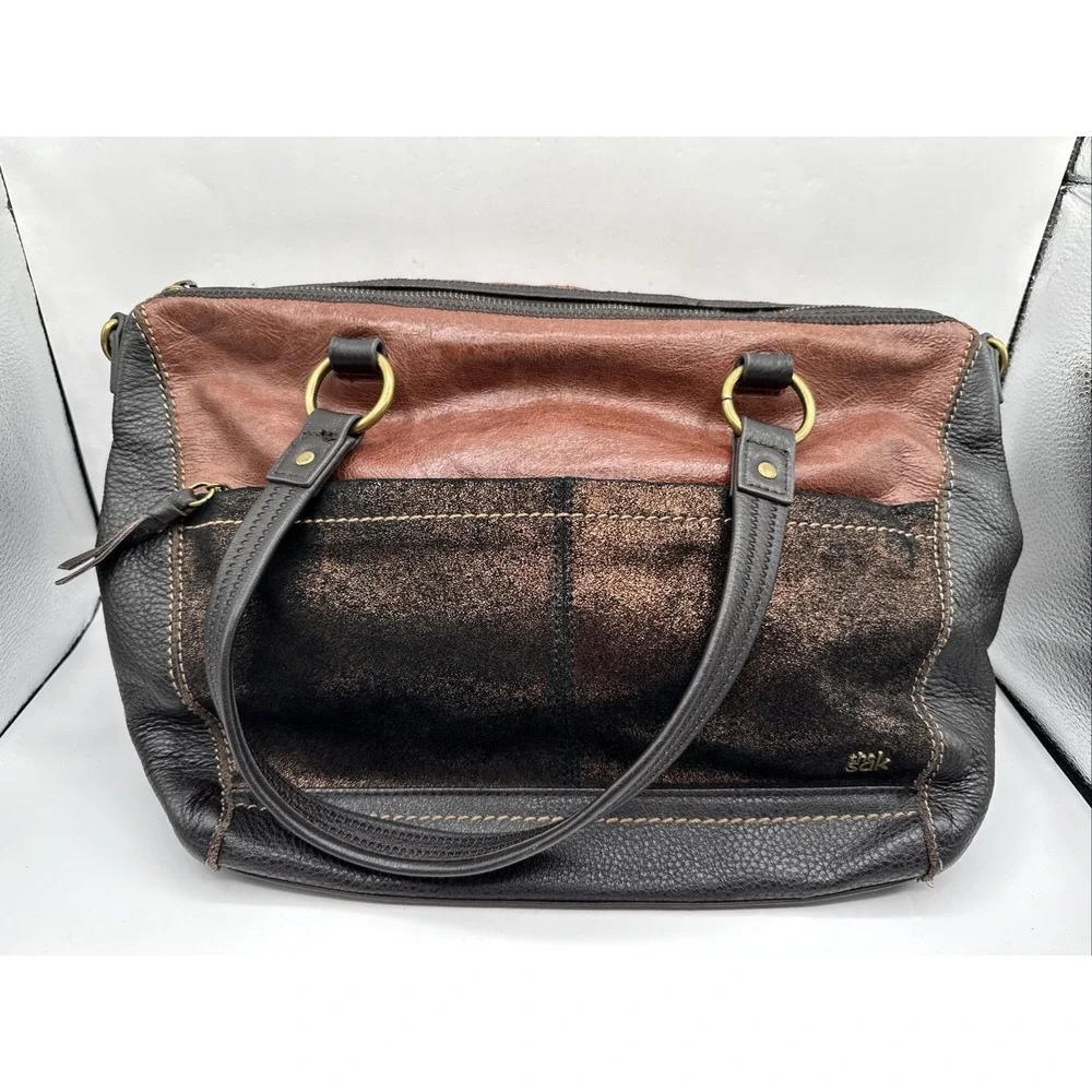 The Sak Women's Purse 2-Tone Brown Leather‎ Shoulder Bag